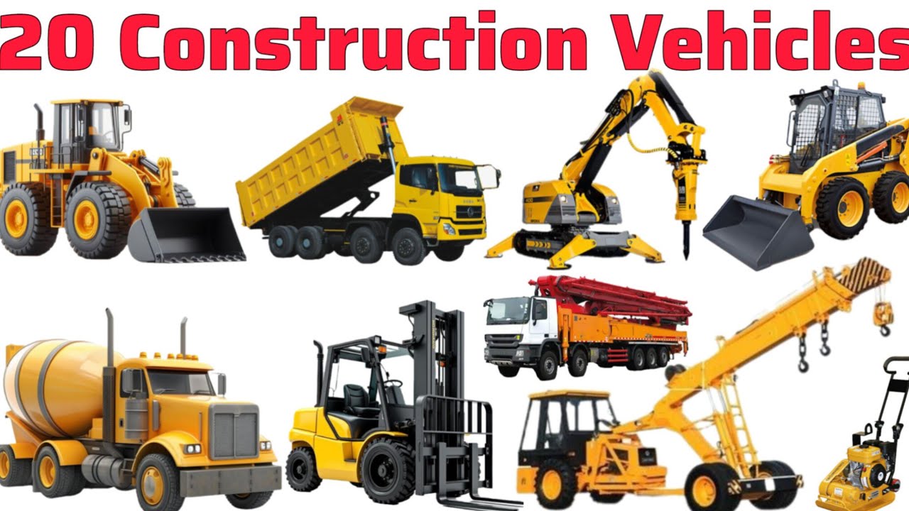20 Construction Vehicles Names In English & Hindi With Fun Facts | Fun Learning For Pre-schoollers