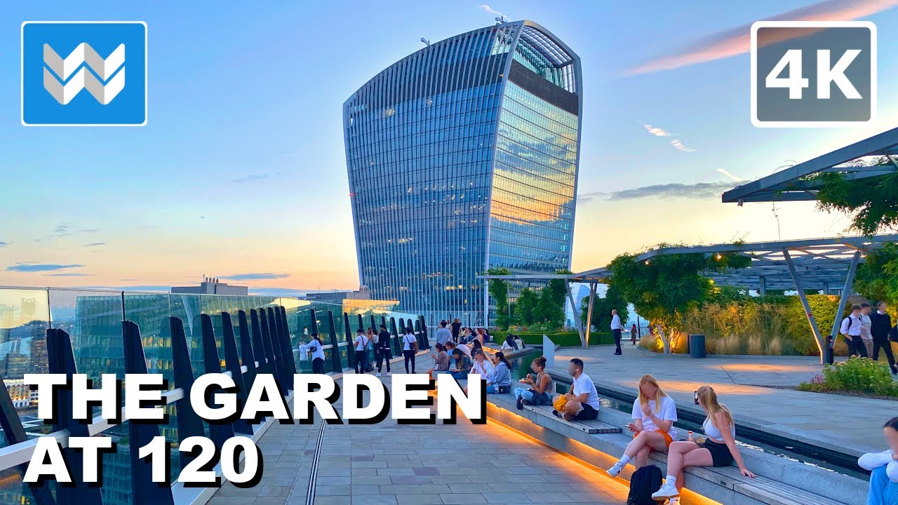 [4K] The Garden at 120 in London UK 🇬🇧 Sunset Walking Tour Vlog & Vacation Travel Guide 🎧 Binaural