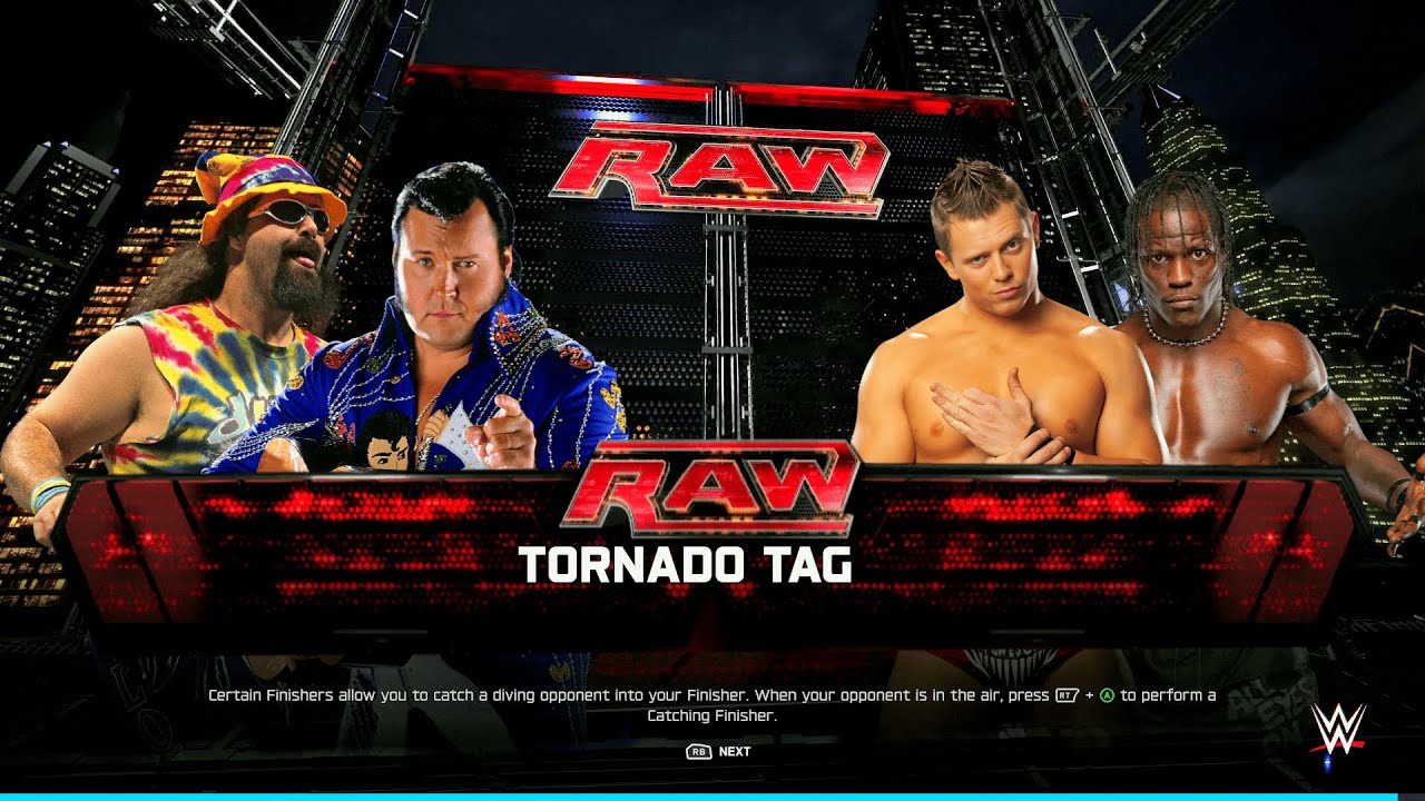WWE 2K25 FULL MATCH - Dude Love & Honky Tonk Man vs. Miz & R-Truth - Tornado Tag Chaos Analysis