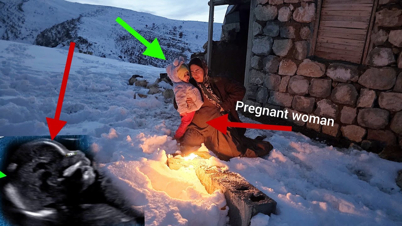 Documentary of nomadic life, Maryam and her baby alone in the mountains❄️🤰