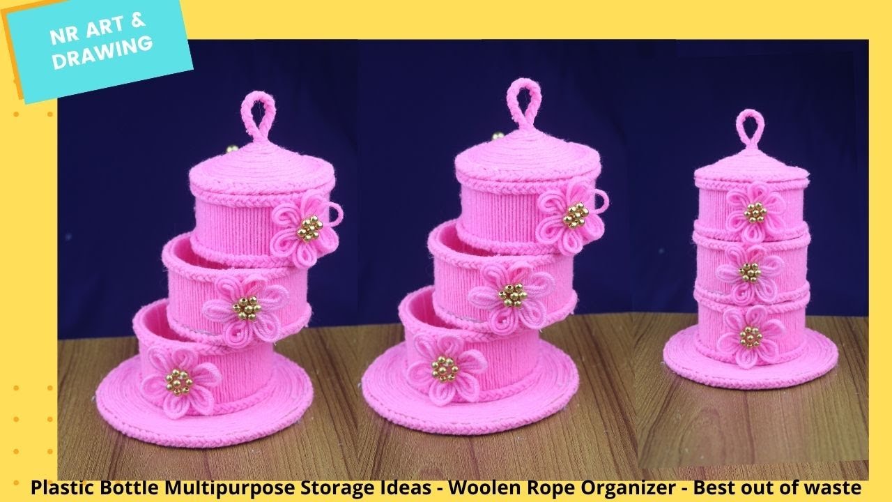 Plastic Bottle Multipurpose Storage Ideas - Woolen Rope Organizer - Best out of waste