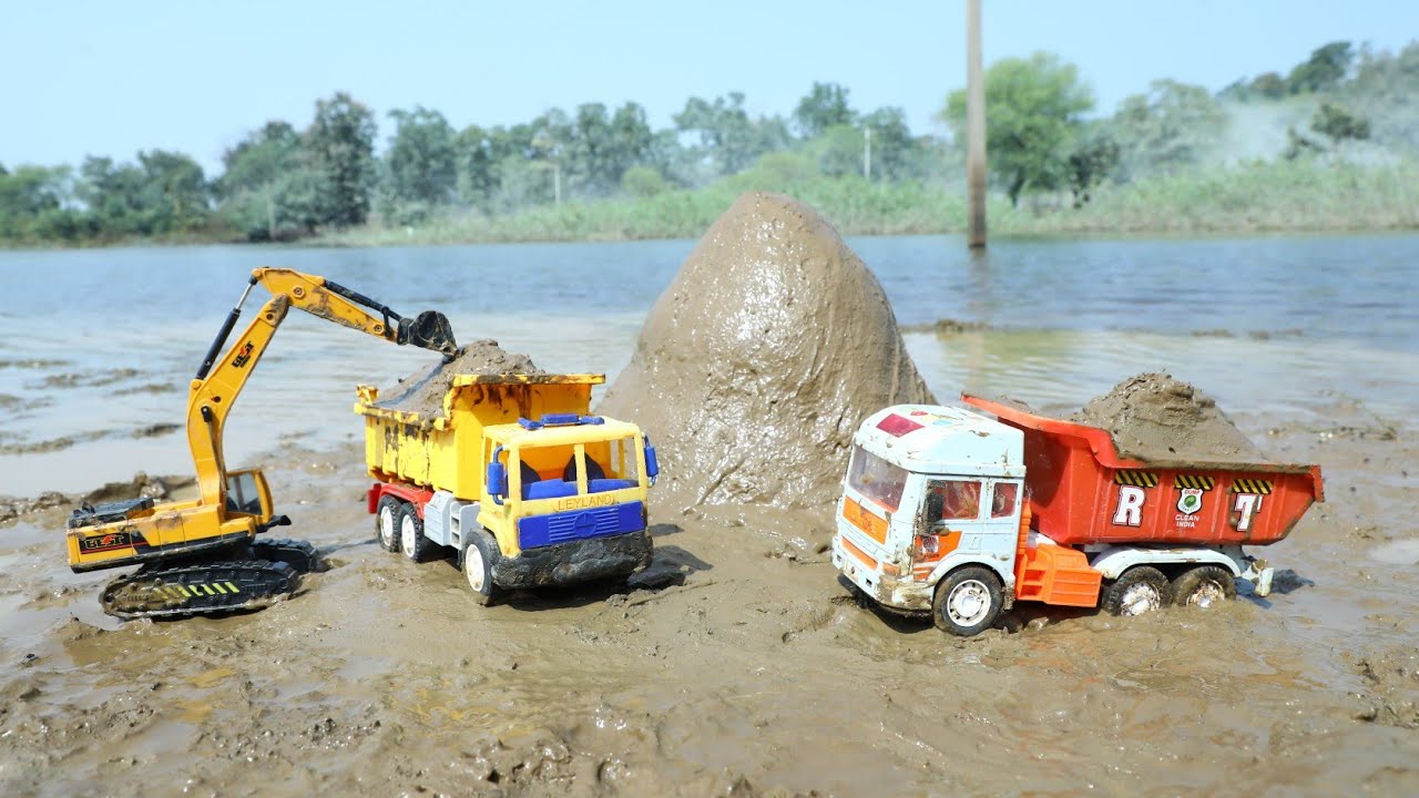 JCB Fully Loading Mud Tata Truck | Mini Eicher Tractor | Tipper Truck | CS Toy