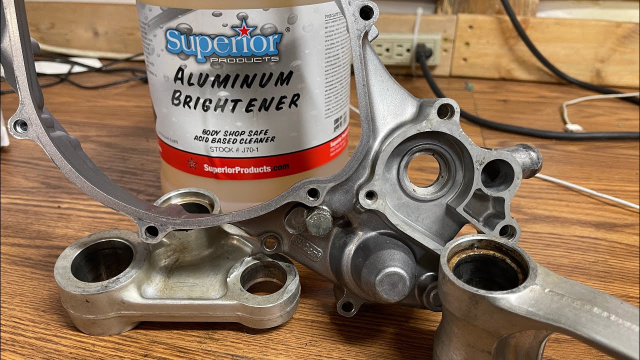 Testing Aluminum Brightener on Dirt Bike Parts! Awesome Engine Cleaning Success!