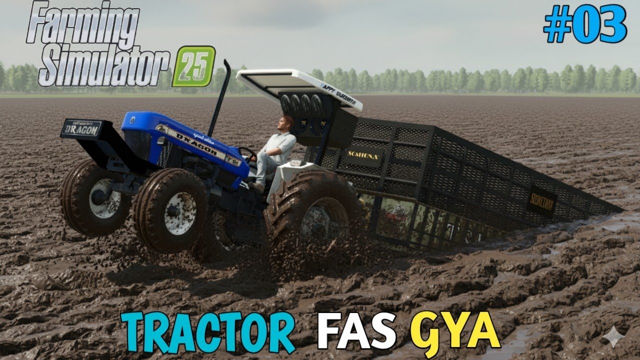 Farming simulator 25 Indian mod challenge Hindi tractor full loaded trolley mai fas gya