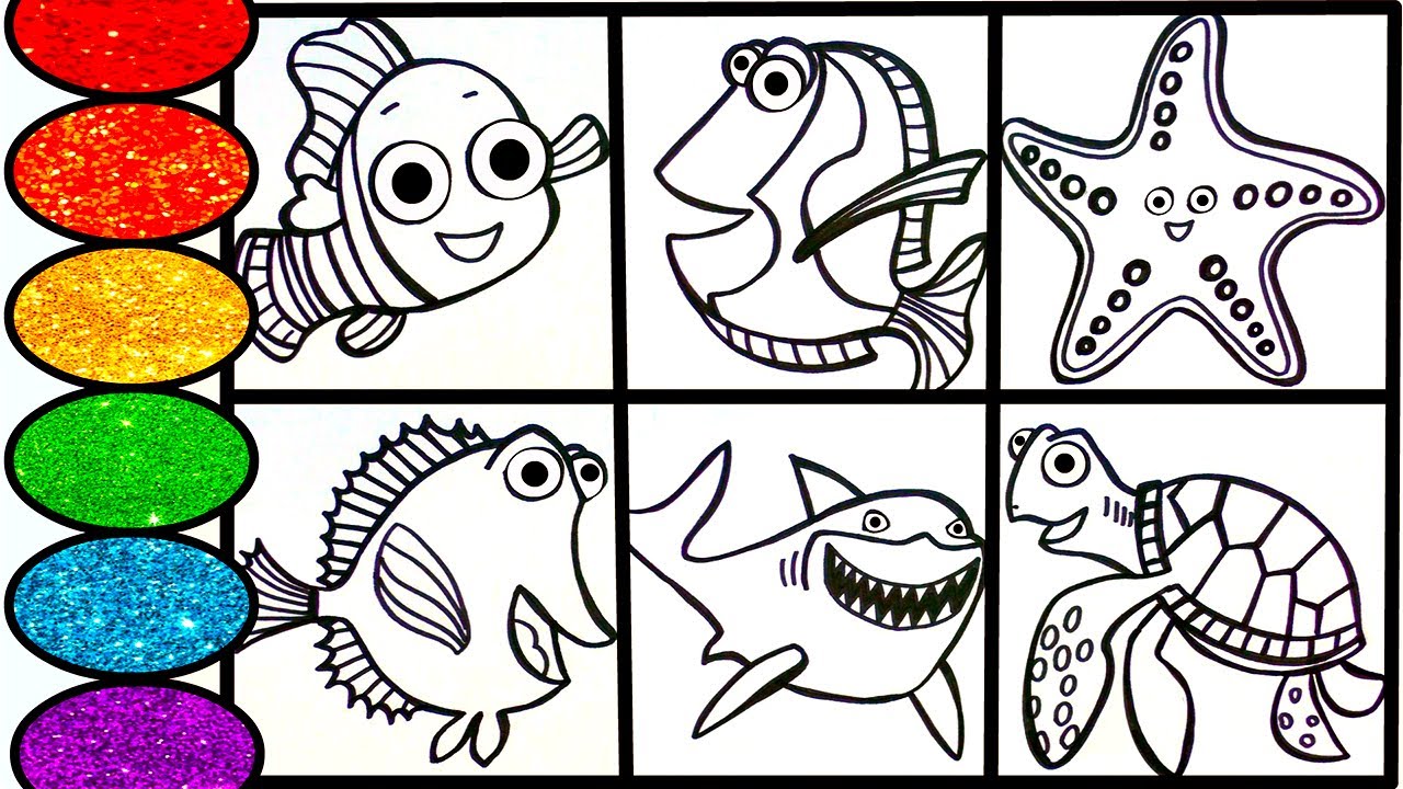 Learn how  to draw Sea Animals from Finding Nemo- Coloring pages for kids