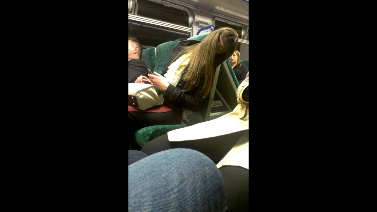 Drunk chick on the train trying to sleep and text