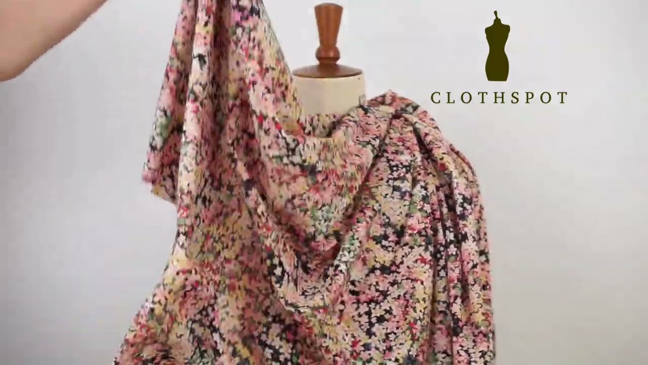 ‘Starflower’ pink floral cotton lawn fabric