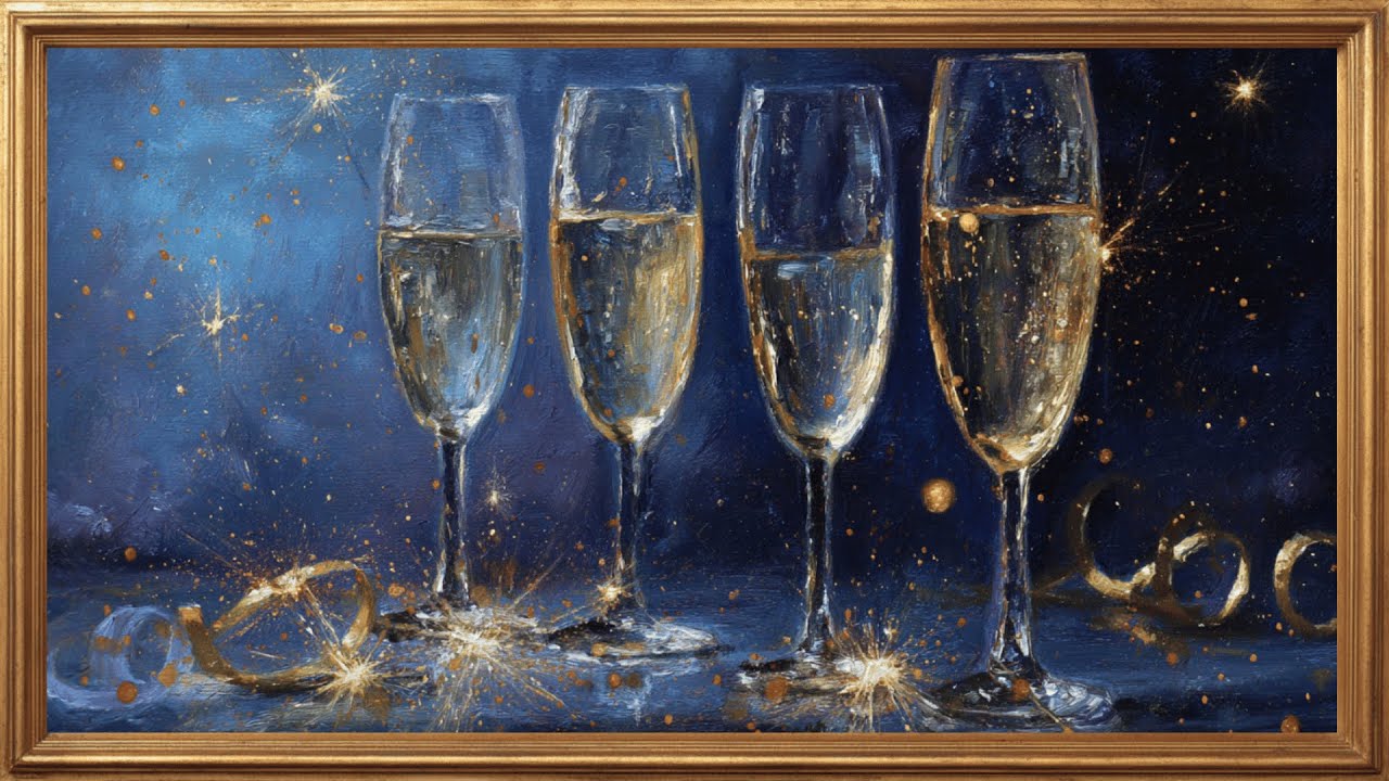 New Year&rsquo;s Eve Champagne Toast ✨ Elegant Smart TV Art | Luxury NYE Ambient Decor