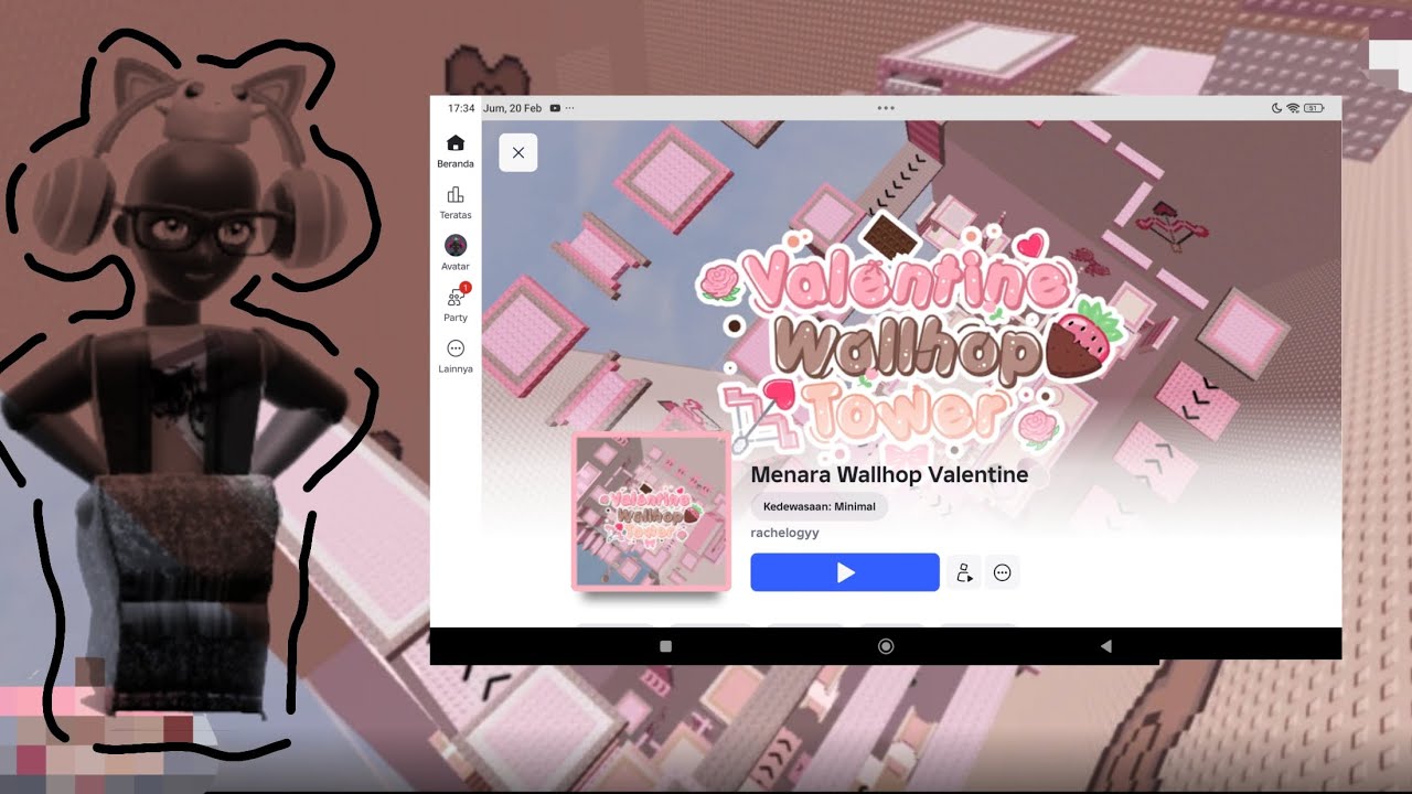Spesial hari valentine day 💗🍫 aku bermain valentine wallhop tower !!