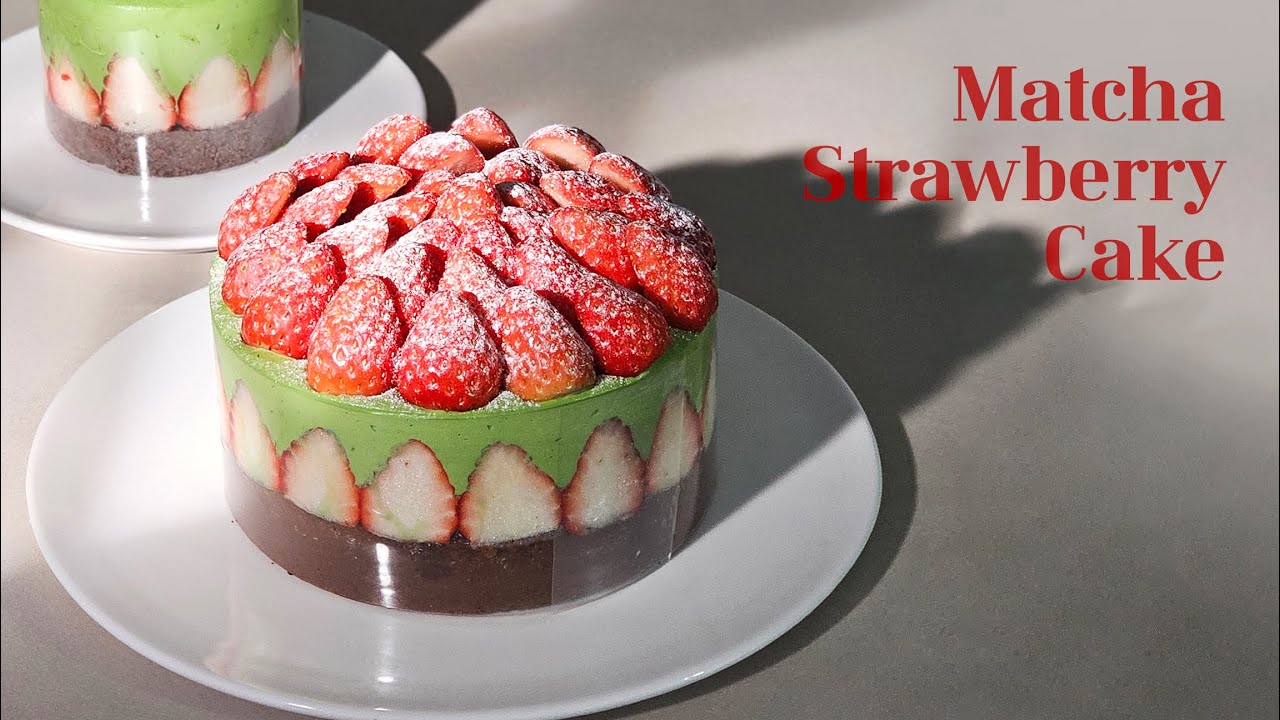 Matcha Strawberry Cake Recipe | Soft Matcha Cream Cake말차 딸기 케이크 레시피 | 부드러운 말차 크림 케이크
