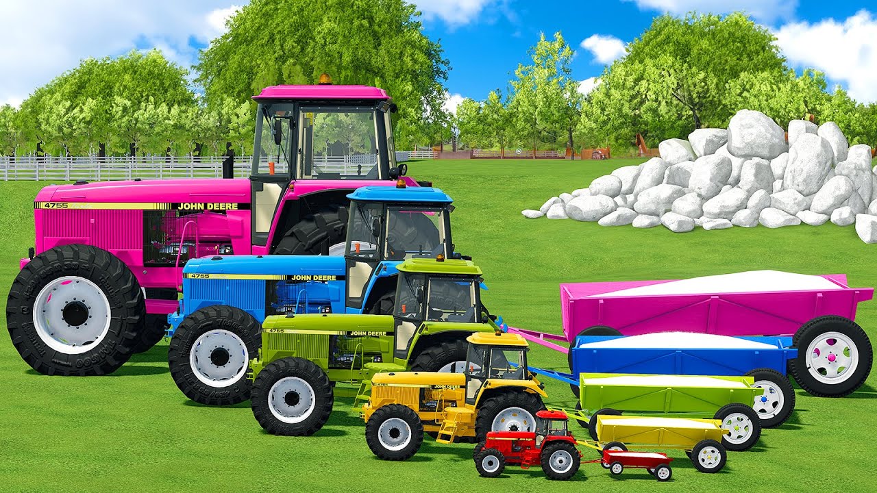 SMALL TO GIANT JOHN DEERE TRACTORS TRANSPORTING BATTLE - Farming Simulator 22