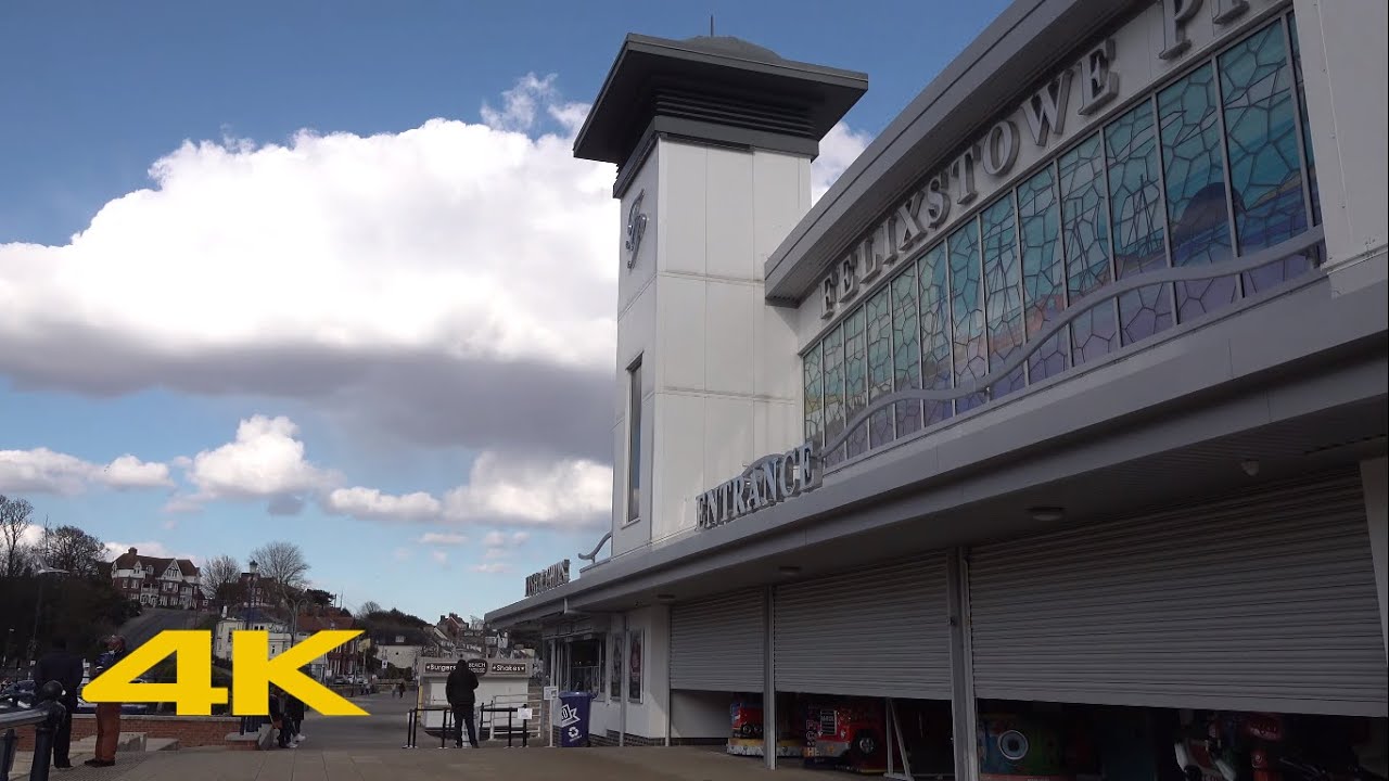 Felixstowe Walk: Town Centre & Beach【4K】