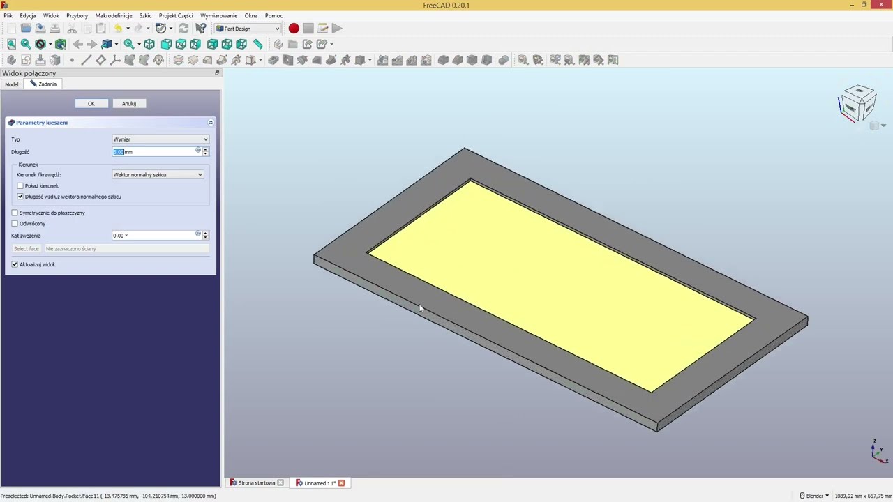 Kurs Freecad CNC dla stolarzy- fronty meblowe projektowanie - Lekcja 1 Pierwszy front - ramiak