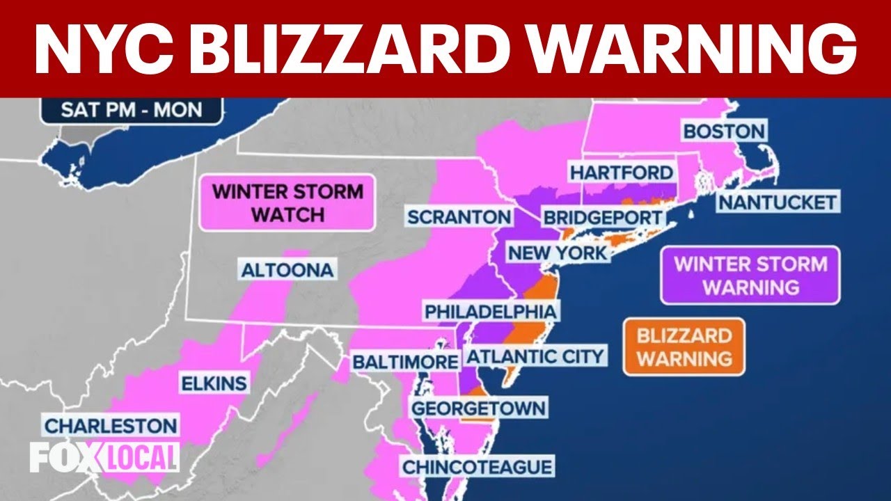 Blizzard warning issued for NYC; parts of NY, NJ could see 15+ inches of snow