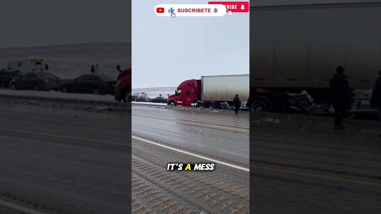 Ogromny karambol na autostradzie I-40 w Nowym Meksyku ❄️ Dziesiątki ciężar&oacute;wek z naczepami złożył...