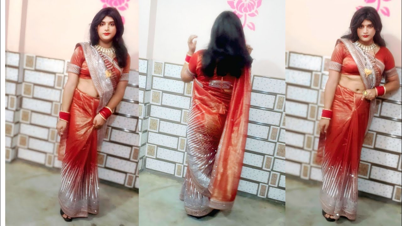 Wearing beautiful saree and doing masti and enjoying 