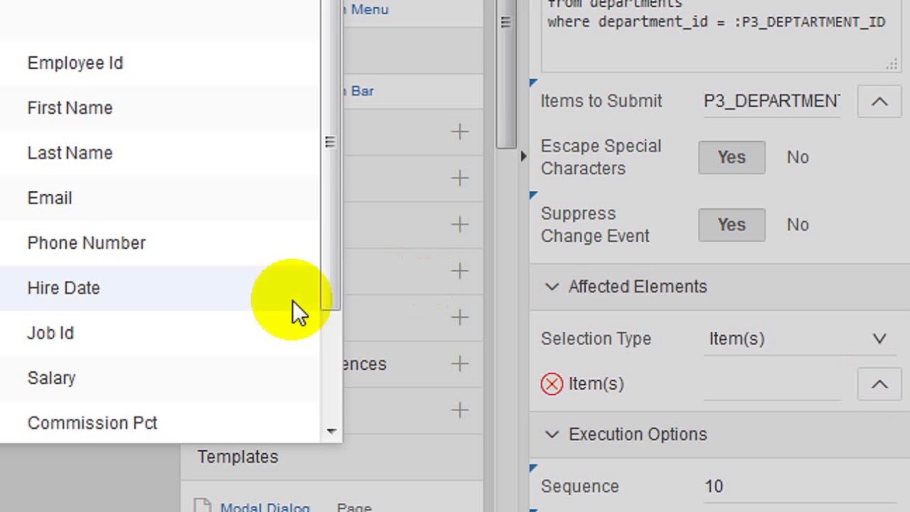 Oracle Application Express Set Value Dynamic Action