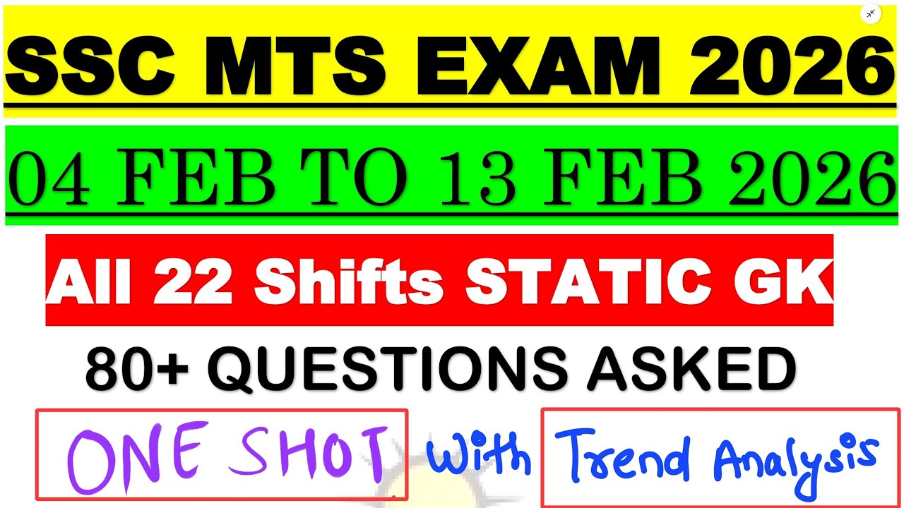 All Static GK Questions Asked in 22 Shifts | SSC MTS 2026 Trend Analysis & Strategy