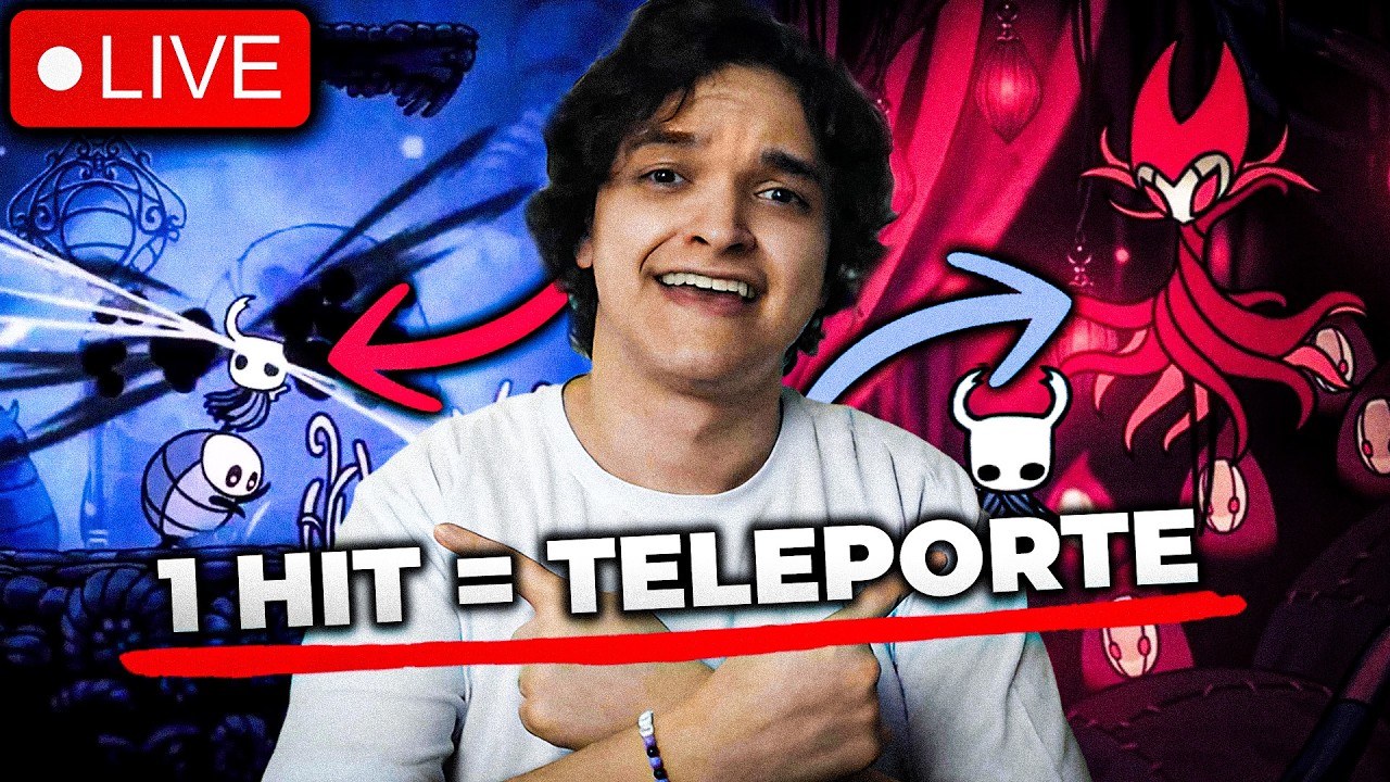 Fazendo 112% de Hollow Knight mas se eu tomar 1 HIT sou Teleportado AO VIVO! Quarto Panteão HITLESS!