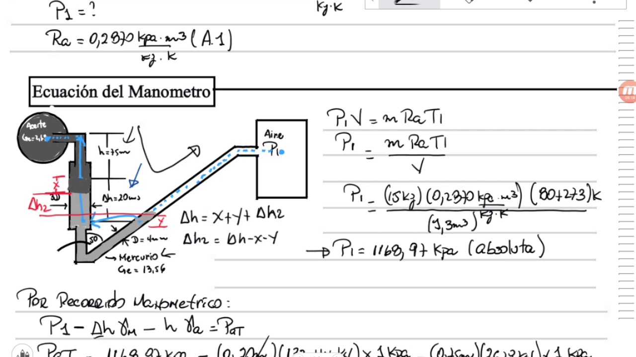 Presión. Recorrido Manometrico. Ejercicio 11 (3.135 Cengel Primera Edición) Parte 2