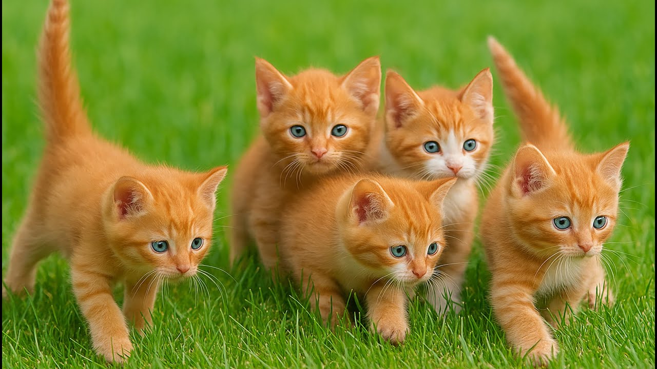 Beautiful Cats Playing Outdoors on the Grass – Relaxing Cat Sounds