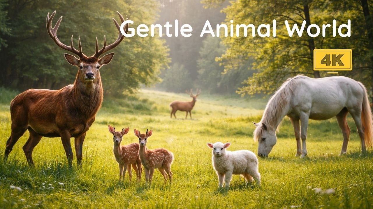 Gentle Nature Animals in 4K 🌿 Relaxing Music & Bird Sounds (15 Minutes)