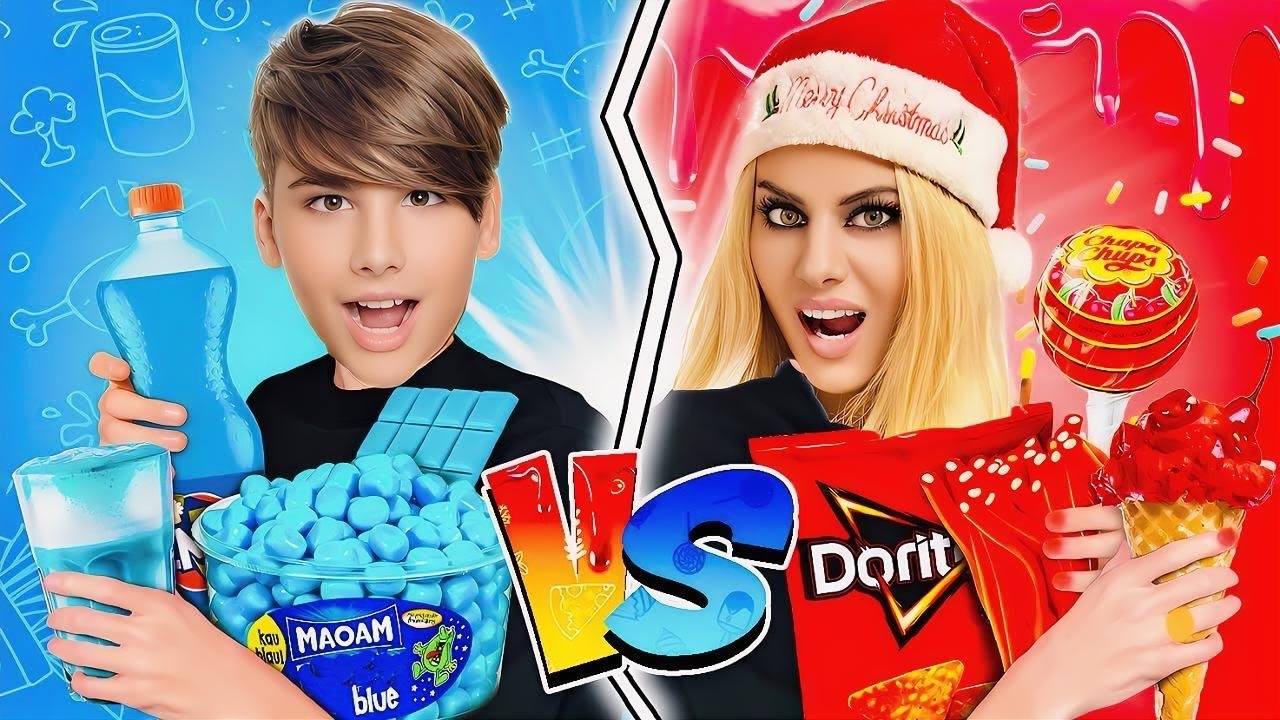 24 ΩΡΕΣ ME ΕΝΑ ΧΡΩΜΑ ΜΠΛΕ vs ΚΟΚΚΙΝΟ ΜΑΓΙΚΟ CHALLENGE !