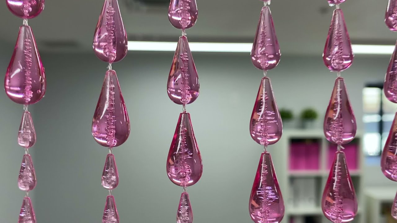 ShopWildThings Pink Raindrops Beaded Curtain Door Beads Kids Room, Teen Room, Dorm Room, Parties Etc