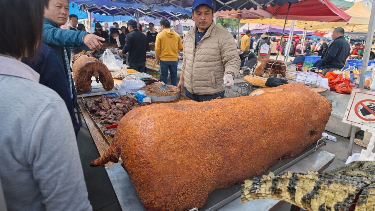 Гуандун, Китай: крокодилье мясо на прилавках и золотистый жареный поросёнок!