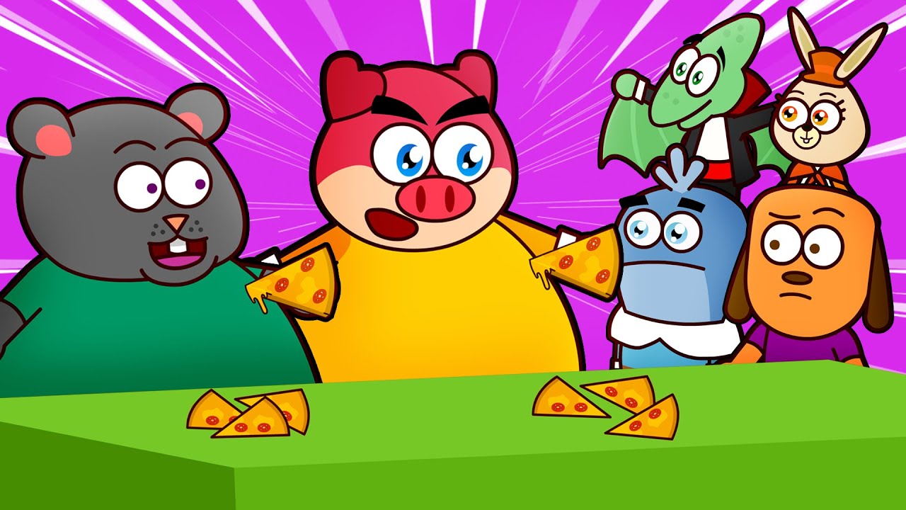 Dogo e Ratch com Turma do Flonk na Disputa de quem come mais Pizza 🍕 | Desenho Animado