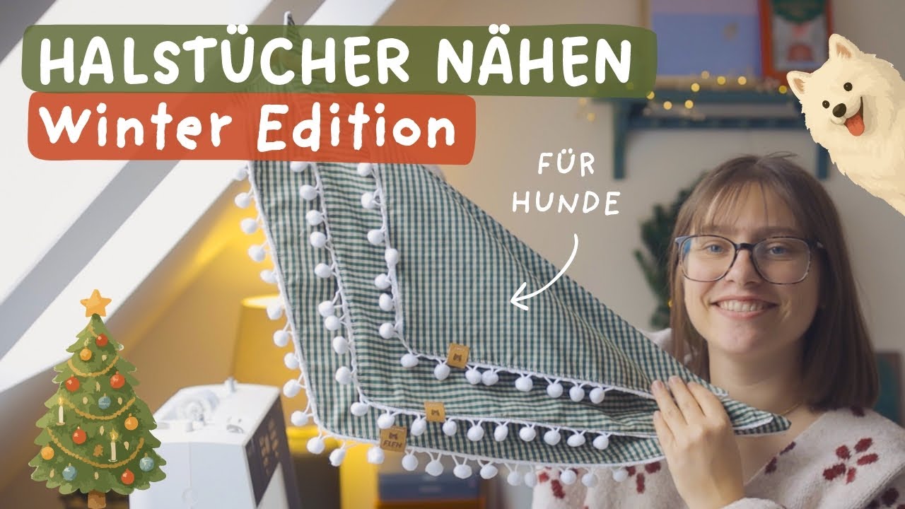Winterkollektion nähen: Hundehalstücher mit Bommelborte ✂️❄️ Vorbereitung für den Weihnachtsmarkt
