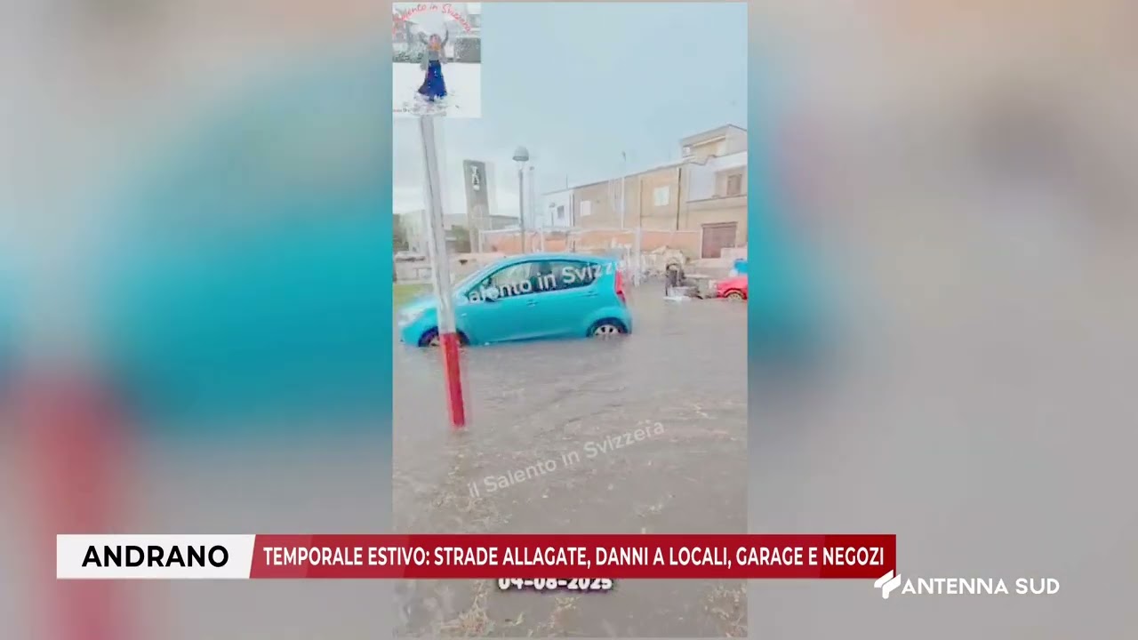 05 AGOSTO 2025 - ANDRANO (LE) - TEMPORALE ESTIVO: STRADE ALLAGATE, DANNI A LOCALI, GARAGE E NEGOZI
