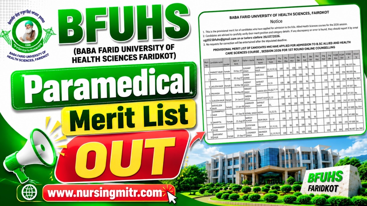 BFUHS Paramedical Merit List 2026 OUT🔥Check B.Sc Allied & Health Sciences Merit List | BFUHS Merit