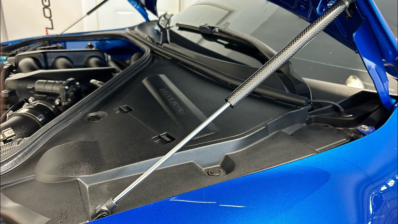 R35 GTR hood strut install , extremely easy