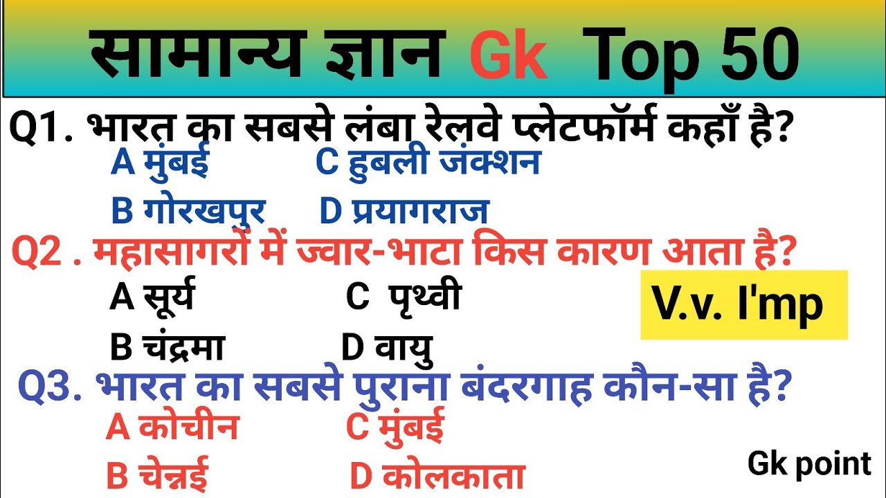 सामान्य ज्ञान | Gk Question | Gk Question In Hindi | SSC GD,UPSC, Railway, Police |  All Exams
