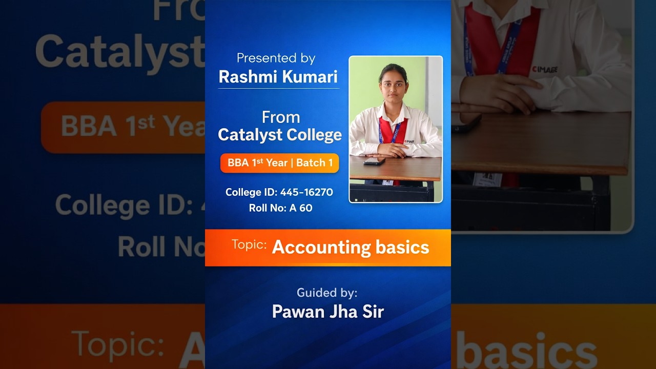 PPT by Rashmi from BBA PPU 1st year batch 1 on the topic Accounting: An Introduction 