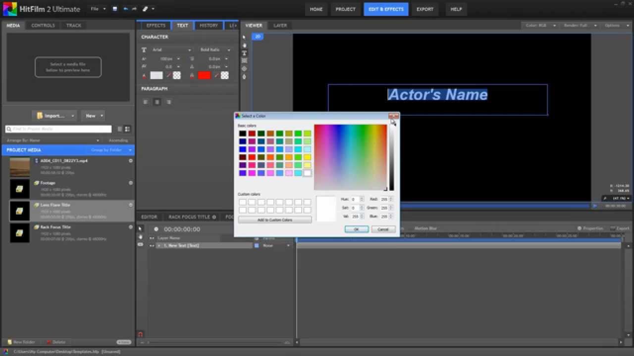 Designing templates in HitFilm 2 Ultimate