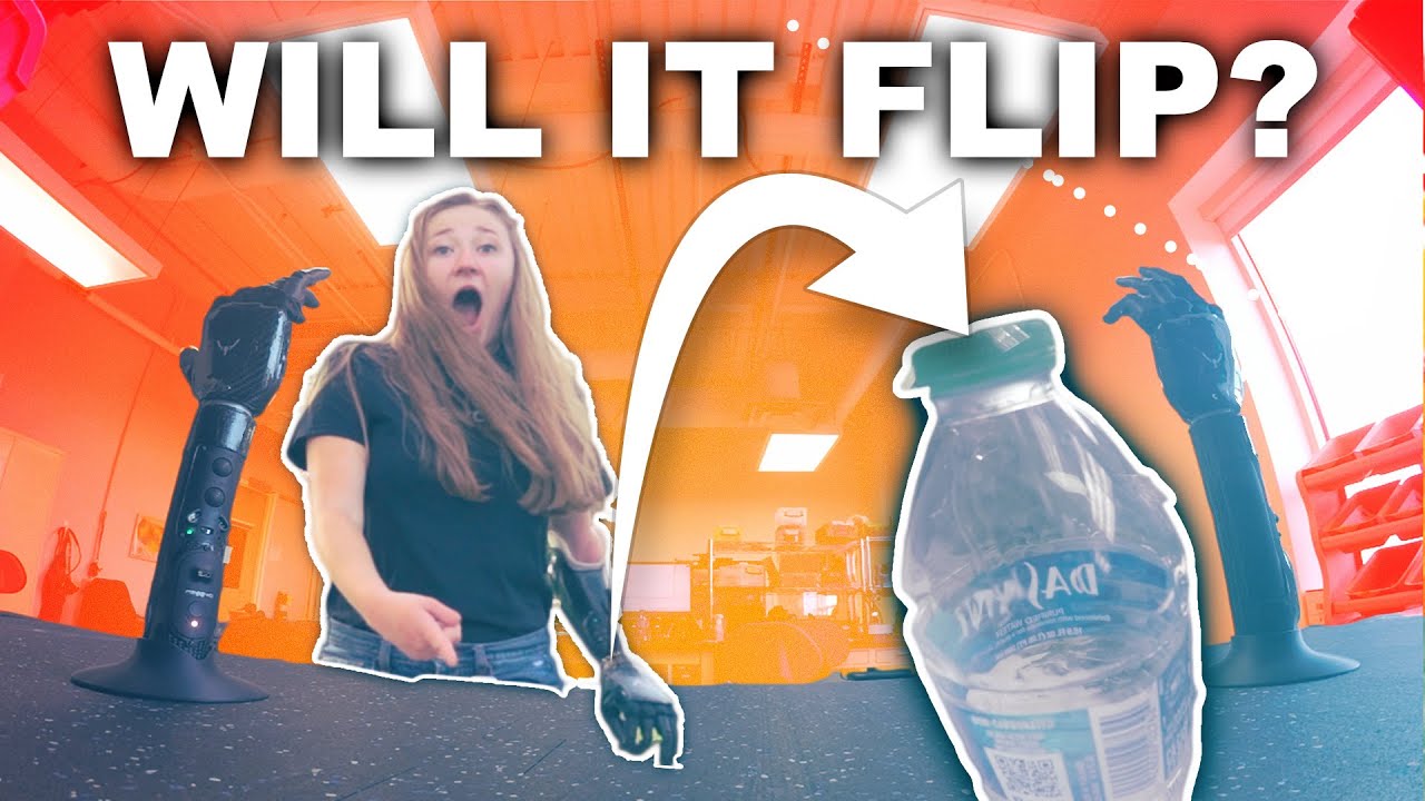 Bottle Flipping With a Bionic Hand