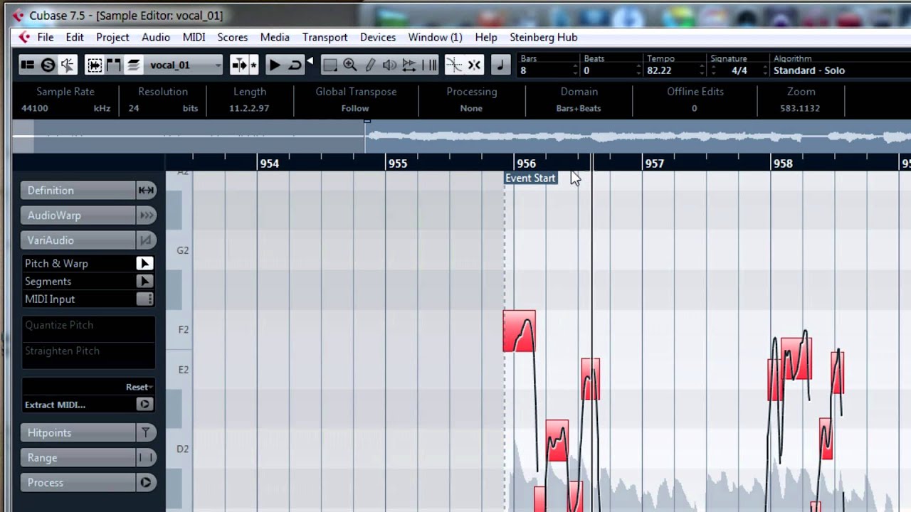 CUBASE 7.5 - 5 серия - редактор аудио