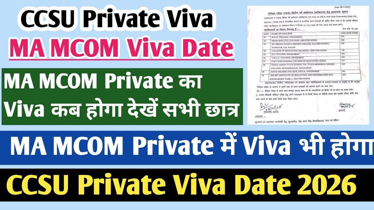 CCSU ma private viva 2026 | CCSU Viva date 2026 | CCSU private viva exam | CCSU private form 2026