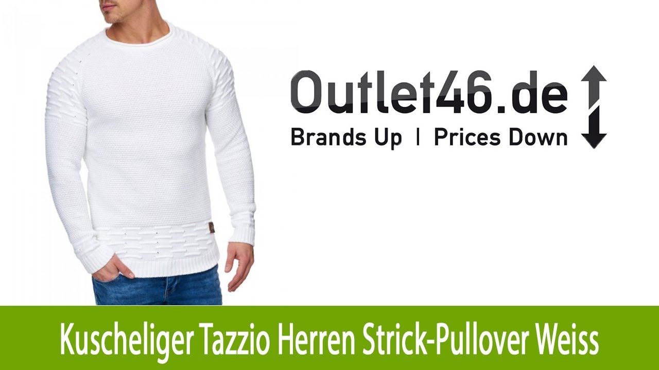Kuscheliger Tazzio Fashion Herren Strick Pullover Basic g&uuml;nstig Weiss | Outlet46.de