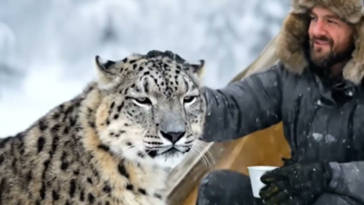 “A man rescues the cub — the mother runs to him with trust. 🐾❄️#wildliferescue 