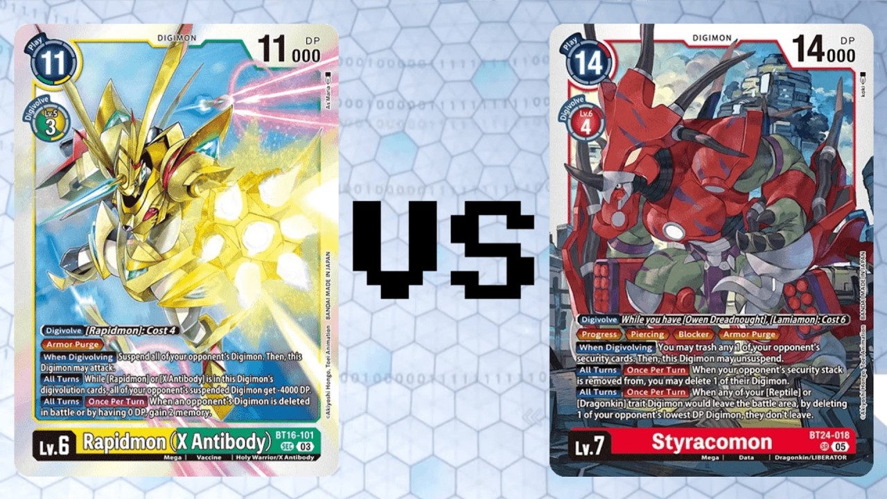 Rapidmon X Antibody vs Styracomon | BT24 | Digimon Card Game