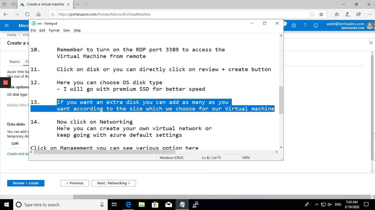 Creating and running Windows Virtual Machine on Microsoft Azure