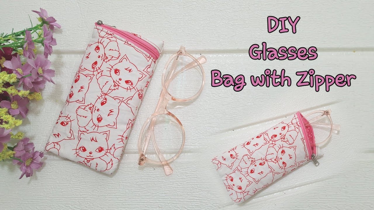 DIY Glasses with zipper. How to sew easy glasses bag. Basic to sew. Project to beginner. Cutr bag.
