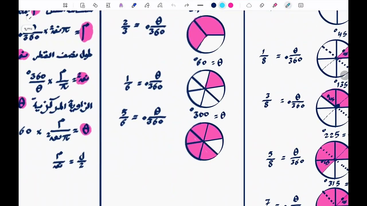 ساحة القطاع ومساحة القطعة الدائرية
