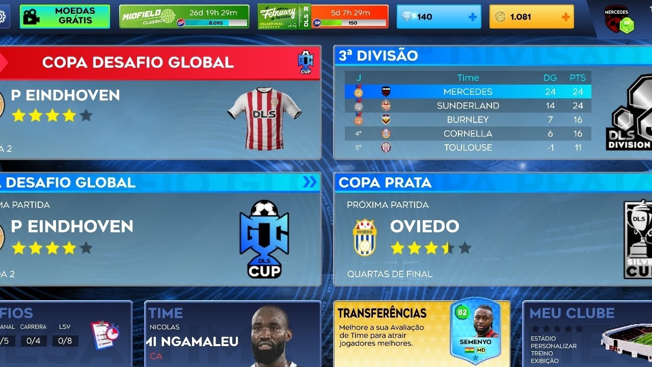 Jogando duas partidas de DLS 2026