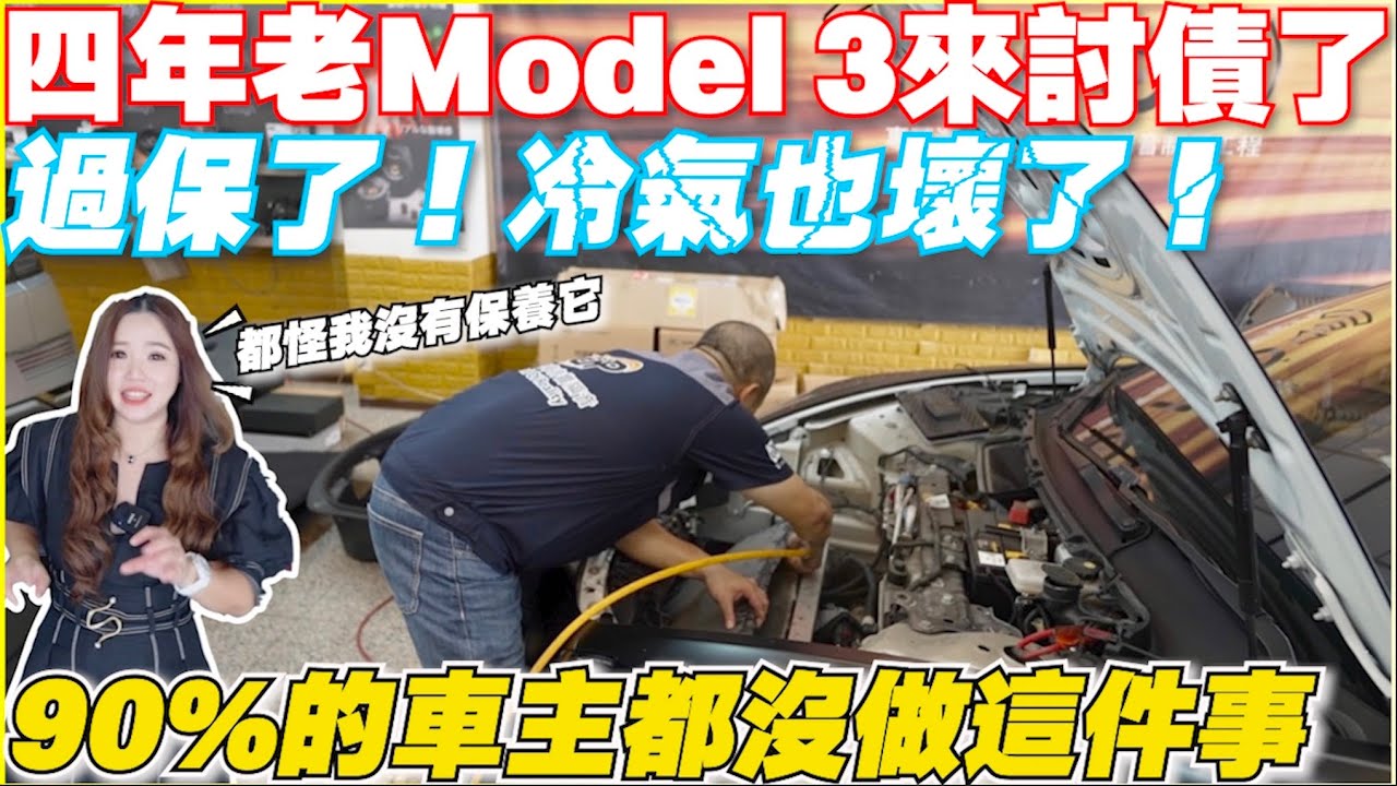 4年了，特斯拉遲早會遇到的冷氣問題，Model 3冷排的慘況｜進氣口是大型吸塵器，集滿垃圾｜【Echo’s Ev Life】