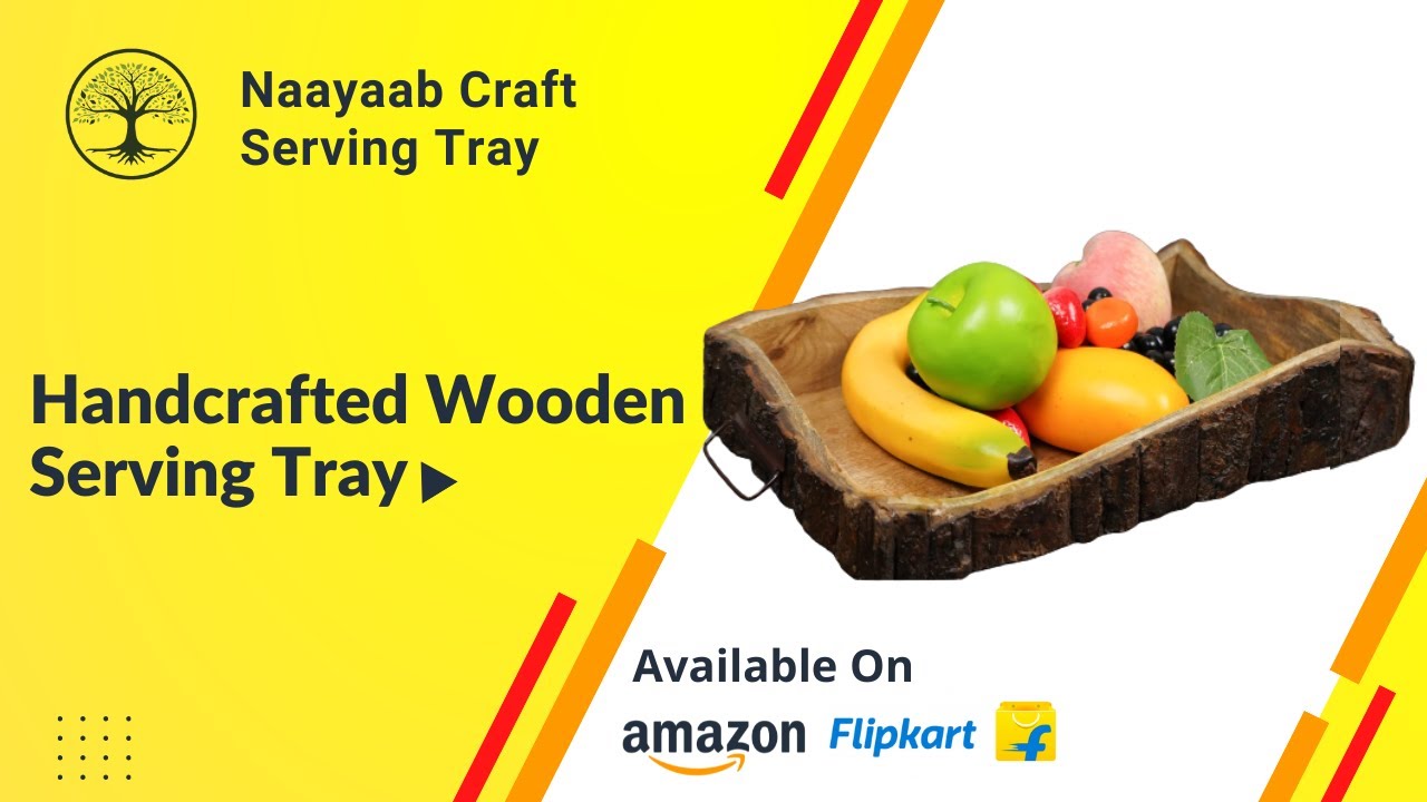 Naayaab Craft Sheesham Wooden Serving Tray Rectangular Handmade & Handcrafted Nested Serving Platter