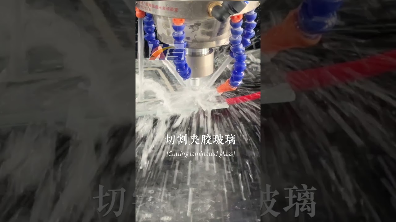 Glass milling machine cutting laminated glass